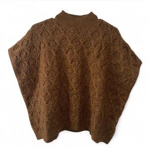 Knit Mix Brown Turtleneck/High-Neck Sleeveless Sweater by Miss Morandi